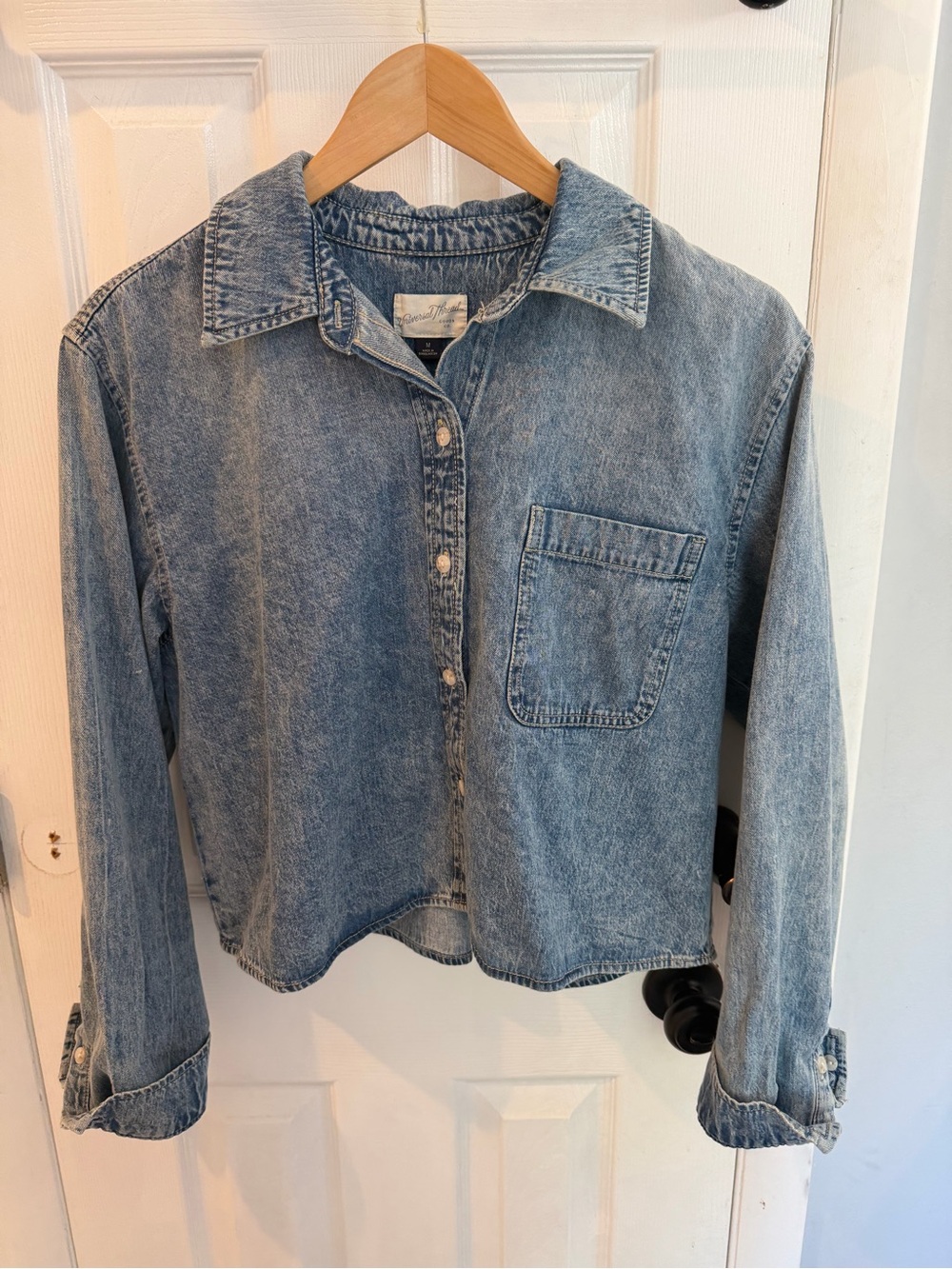 Light Wash Denim Button-Up Shirt